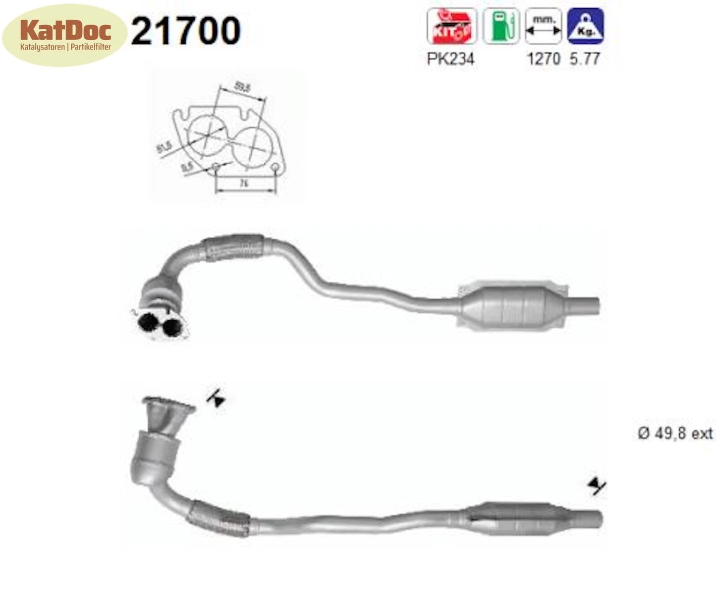 Katalysator für Opel Astra F/G/Zafira A, 1.4/1.6, i, 16V, 66/74kW, Euro 1&2 - KatDoc