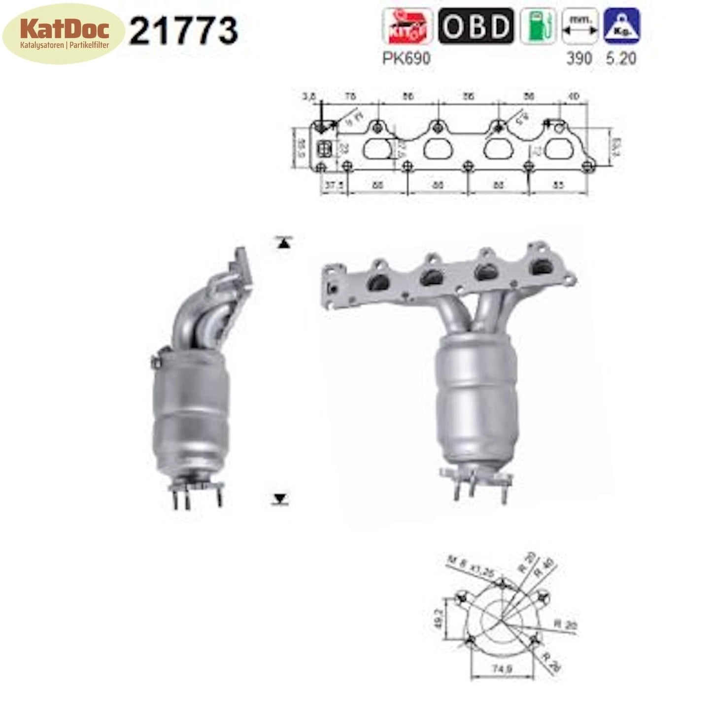 Katalysator für Opel Astra, Vectra, Zafira, Meriva, Euro 4 - KatDoc