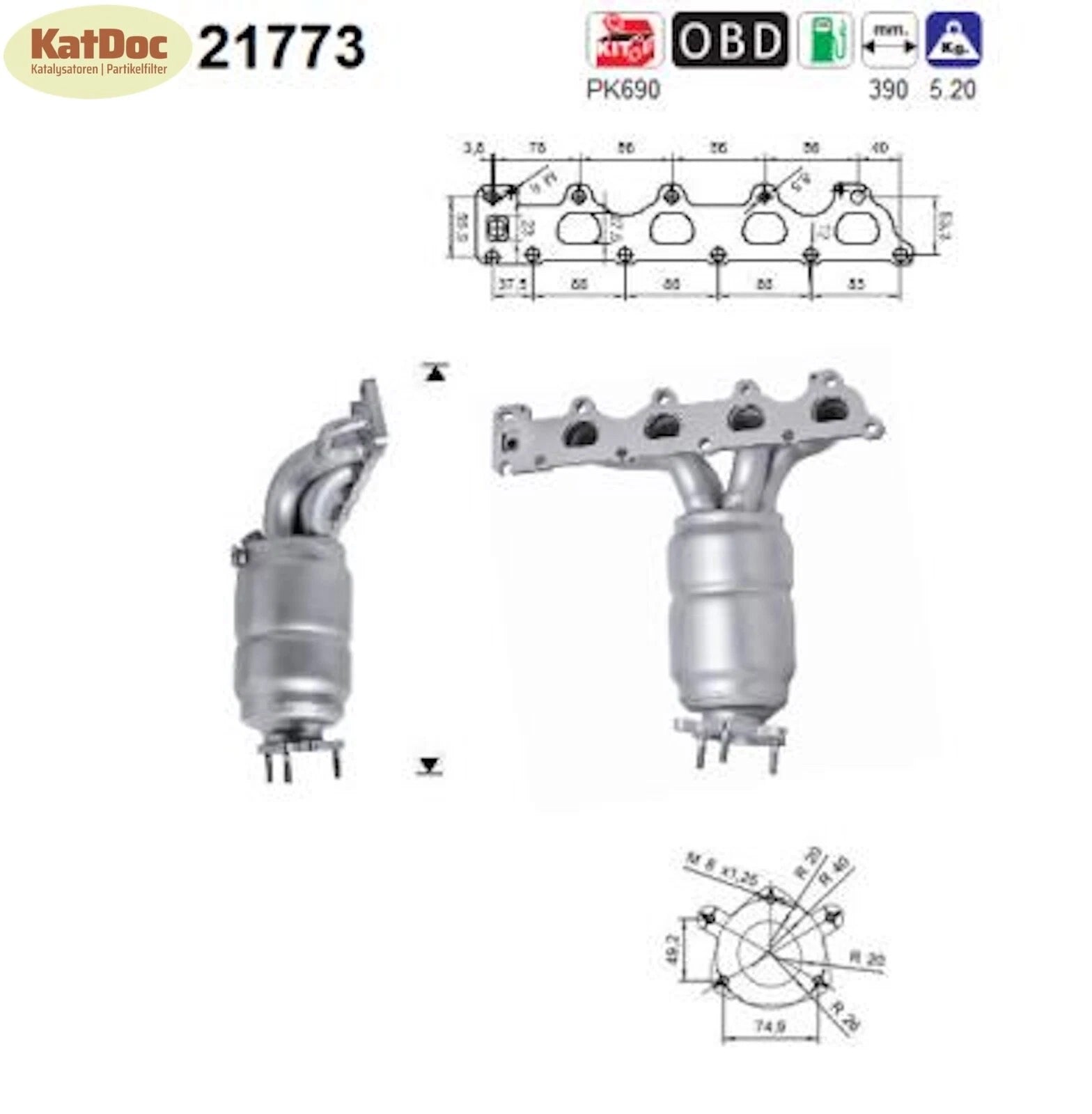 Katalysator für Opel Astra, Vectra, Zafira, Meriva, Euro 4 - KatDoc
