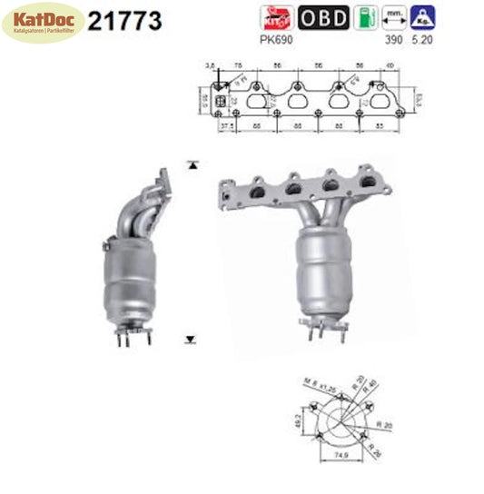 Katalysator für Opel Astra, Vectra, Zafira, Meriva, Euro 4 - KatDoc