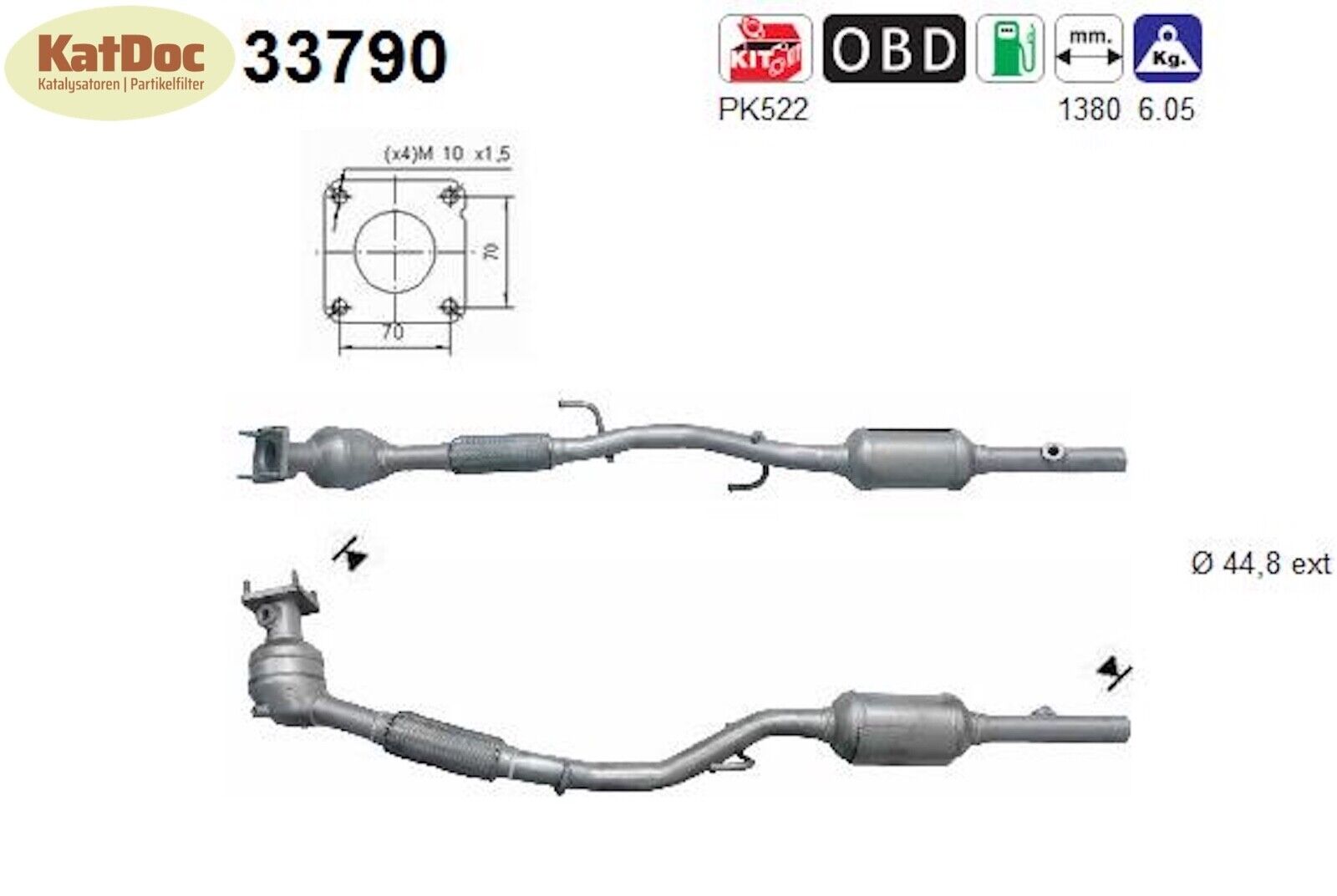Katalysator für Seat Cordoba/Ibiza, Skoda Fabia 1, VW Polo, 1.4, Euro 4 - KatDoc
