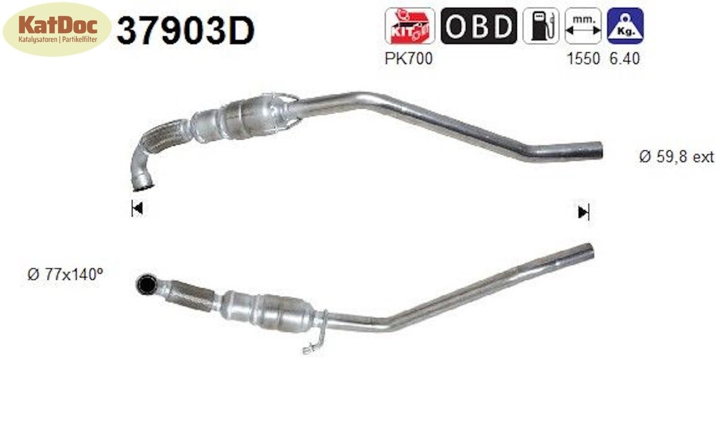 Katalysator für VW T5, 2.5 TDI, 96/128kW, Euro 3 - KatDoc