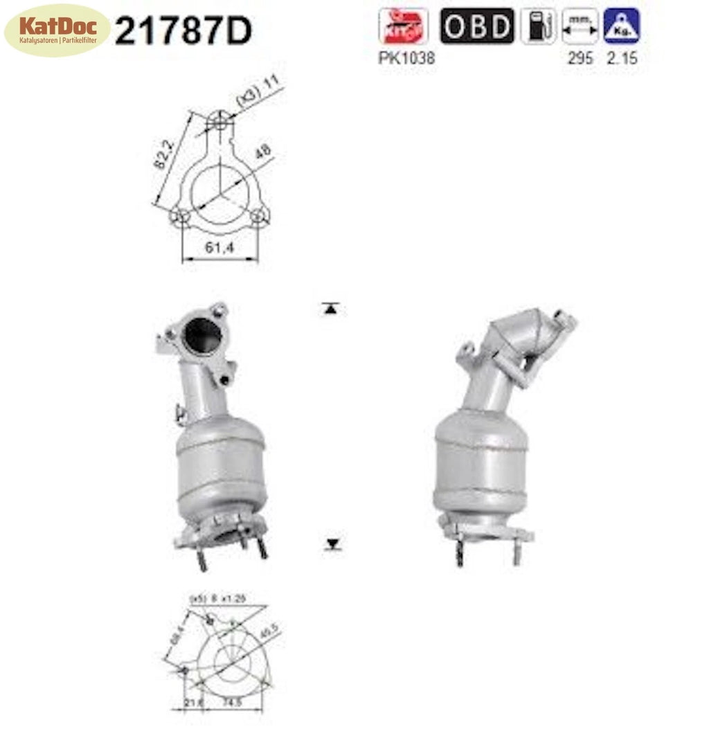 Katalysator für Opel Astra H/Corsa D/Meriva A, 1.7 CDTI, 74/81/92kW, Euro 4 - KatDoc