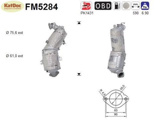 Ruß - Partikelfilter Fiat 500X/Doblo/Fiorino/Qubo/Tipo, 1.3, 59/70kW, Euro 6 - KatDoc