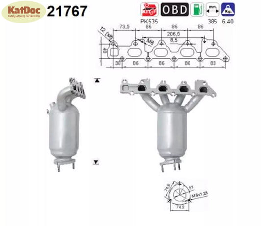 Katalysator Opel AstraH/CorsaC/Meriva A/Tigra TwinTop/Vectra C,Saab9 - 3, Euro 4 - KatDoc