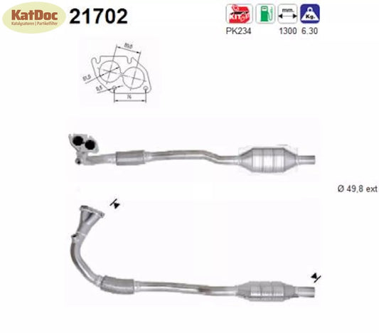 Katalysator für Opel Astra G, 2.0, 16V, 100kW, Euro 1&2 - KatDoc