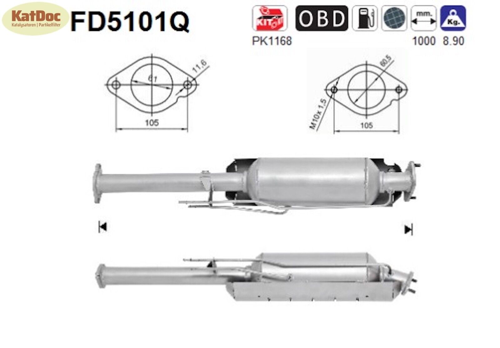 Ruß - Partikelfilter für Ford Galaxy/Mondeo/S - Max, 2.0/2.2, TDCi,Silizium,Euro 5 - KatDoc