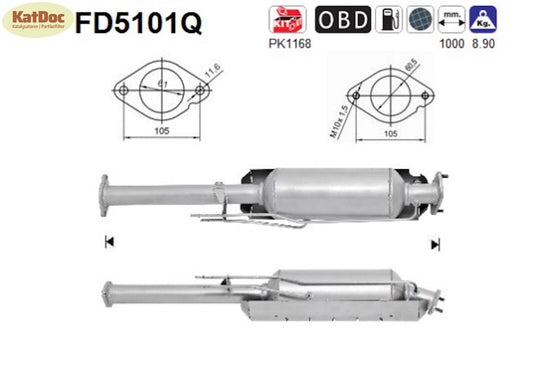Ruß - Partikelfilter für Ford Galaxy/Mondeo/S - Max, 2.0/2.2, TDCi,Silizium,Euro 5 - KatDoc