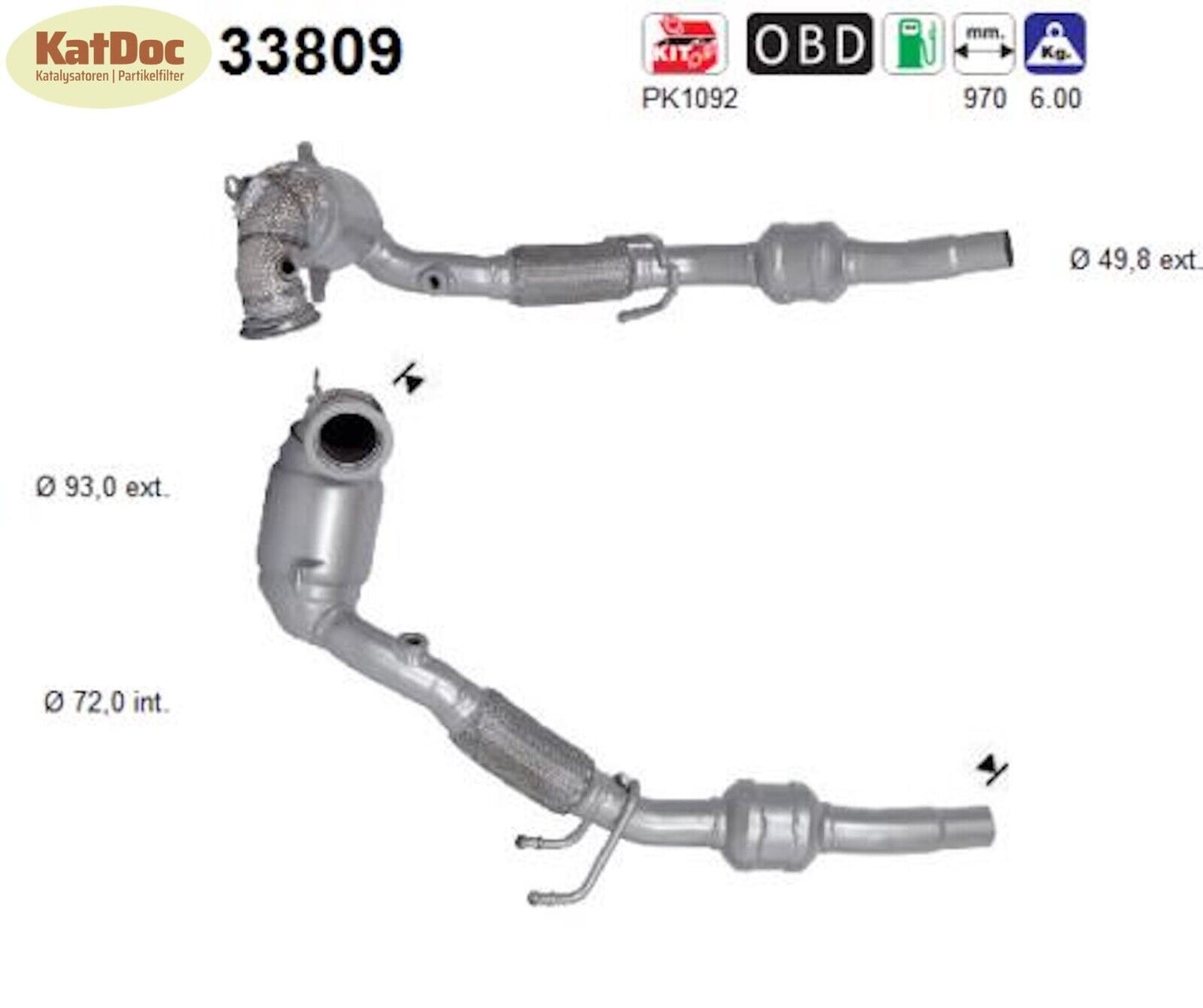 Katalysator für Seat Arona/Ibiza, VW Polo, 1.0 TSI, 85kW, Euro 6 - KatDoc