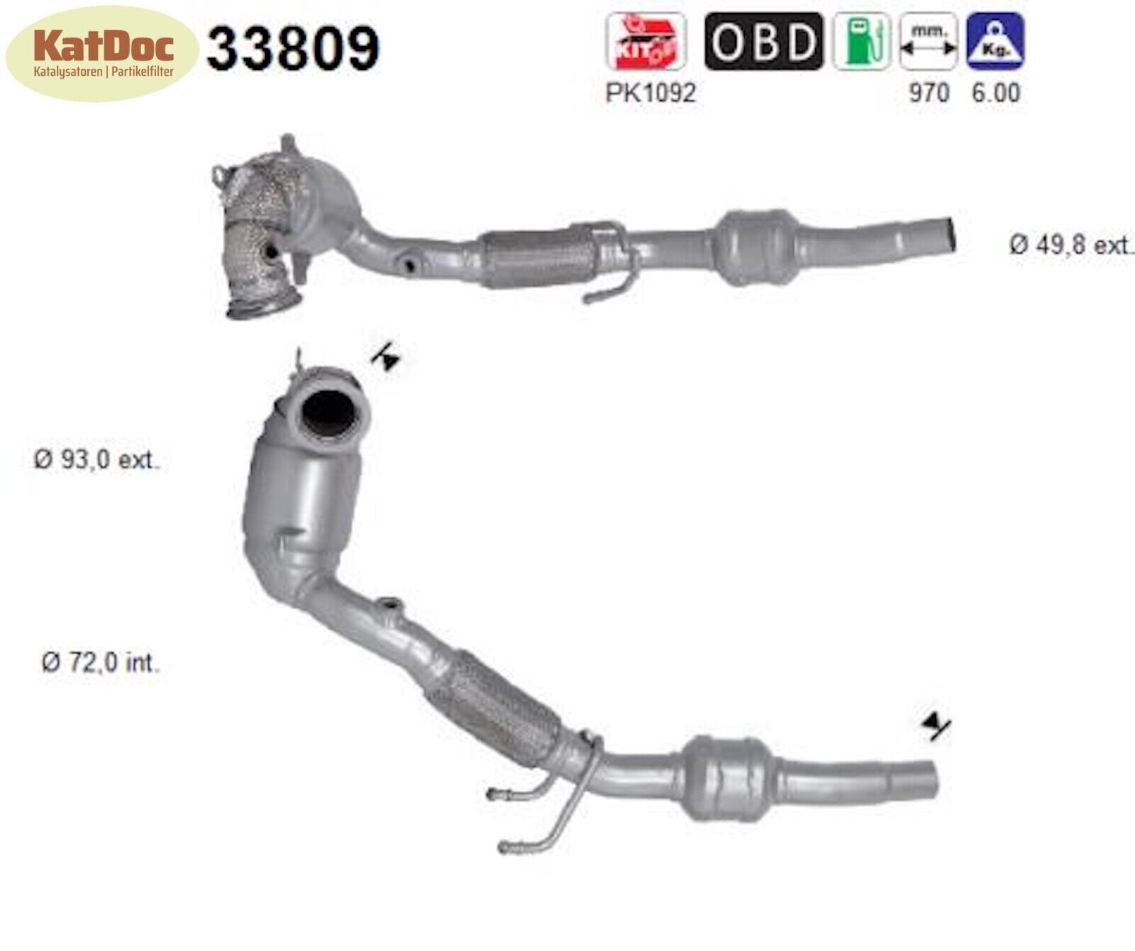 Katalysator für Seat Arona/Ibiza, VW Polo, 1.0 TSI, 85kW, Euro 6 - KatDoc