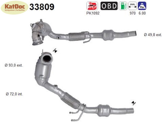 Katalysator für Seat Arona/Ibiza, VW Polo, 1.0 TSI, 85kW, Euro 6 - KatDoc