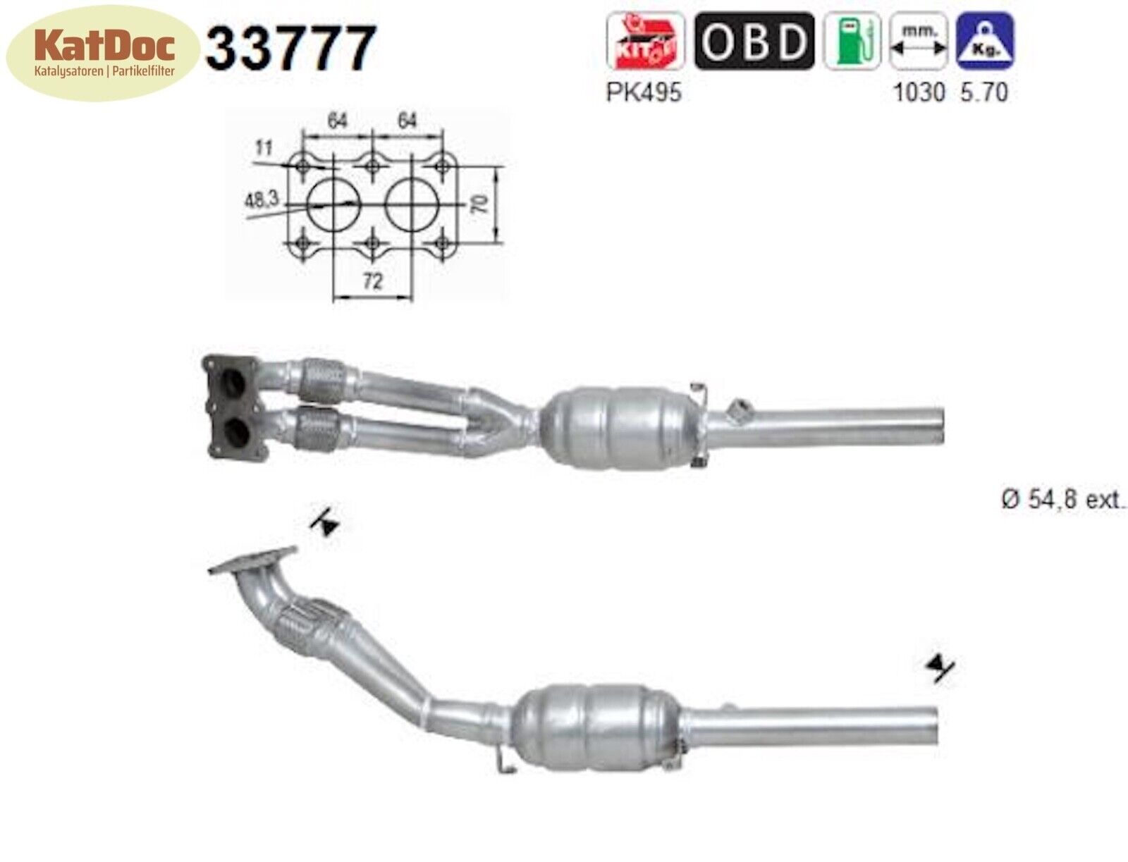 Katalysator für Audi A3 1.8 92kW, Seat Leon/Toledo, 1.8 20V 92kW, Euro 3 - KatDoc