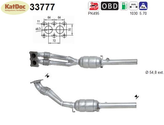 Katalysator für Audi A3 1.8 92kW, Seat Leon/Toledo, 1.8 20V 92kW, Euro 3 - KatDoc
