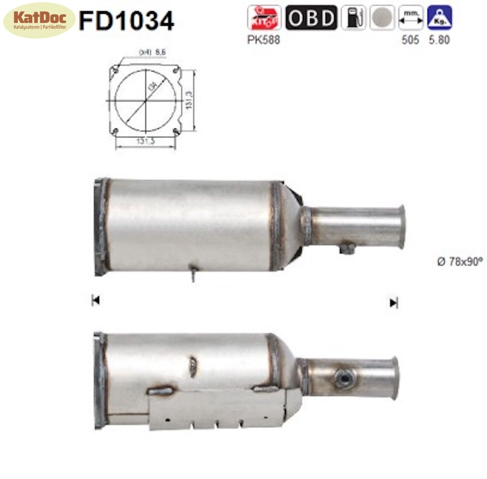 Ruß - Partikelfilter für Peugeot 607, 2.0/2.2 HDi, 80/98/100kW, Euro 4 - KatDoc