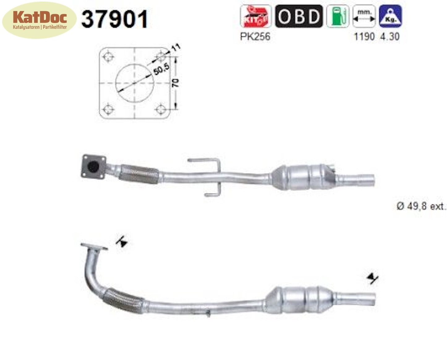 Katalysator für VW Lupo, 1.4 16V, 55kW, Euro 3 - KatDoc