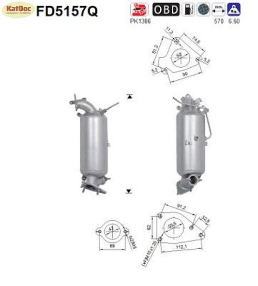 Ruß - Partikelfilter für Honda CR - V 4, 1.6 i - DTEC. 88kW, Silizium, Euro 5 - KatDoc