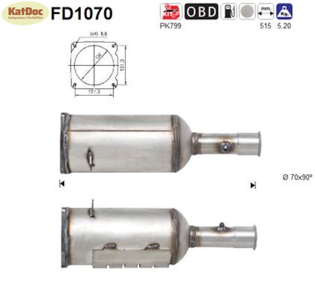 Ruß - Partikelfilter für Citroen C4, Peugeot 308 CC, 2.0 HDi, 103kW, Euro 5 - KatDoc