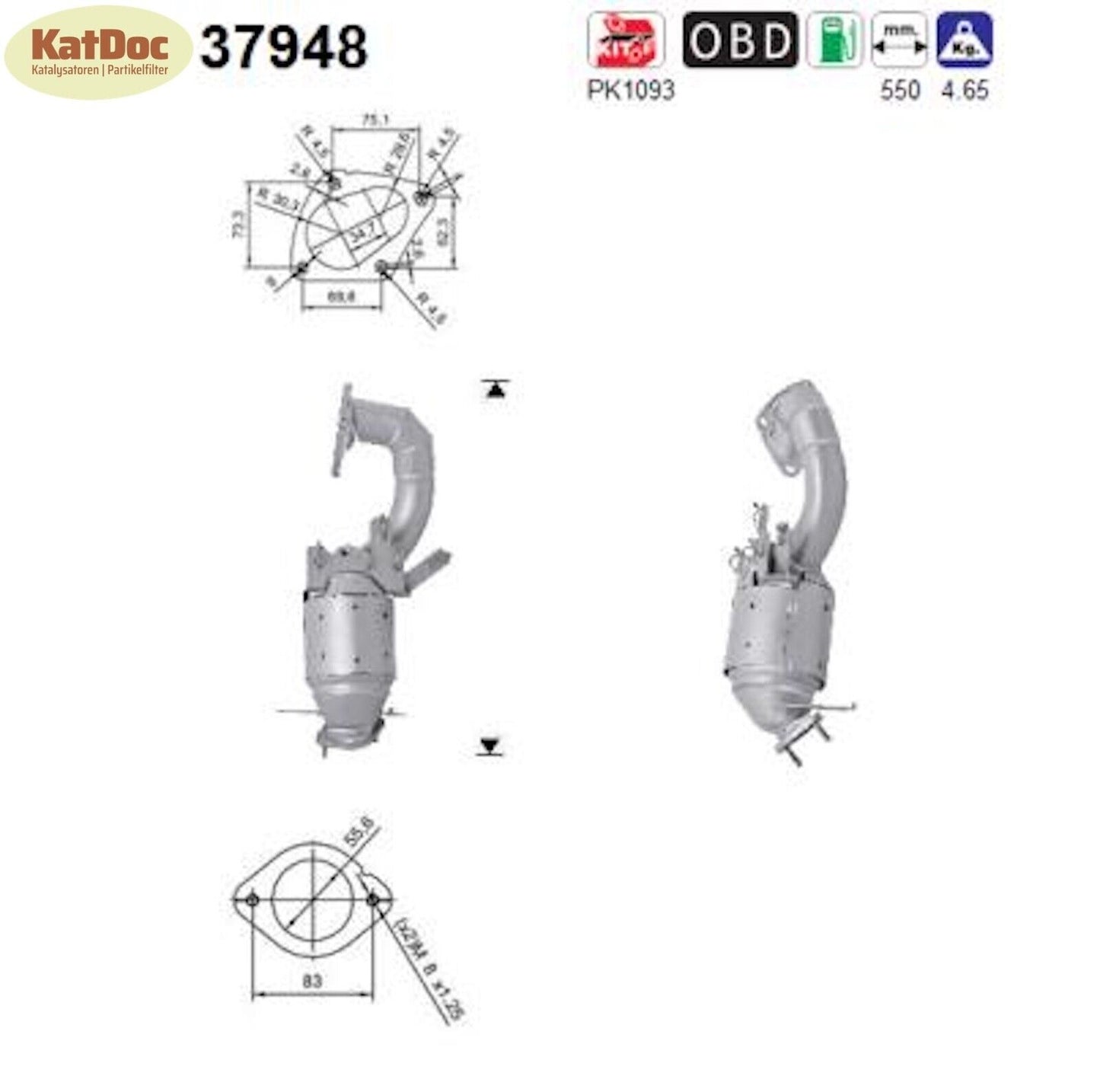 Katalysator VW Golf V/Plus/Jetta/Tiguan/Touran,1.4,TSI,103/110/125kW, Euro 4 - KatDoc