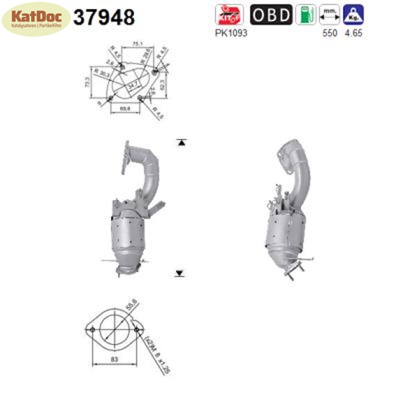 Katalysator VW Golf V/Plus/Jetta/Tiguan/Touran,1.4,TSI,103/110/125kW, Euro 4 - KatDoc