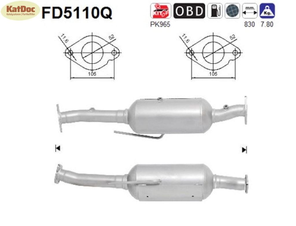 Ruß - Partikelfilter Ford Kuga 2.0 TDCi, 4x4, 85/100/103/120kW, Silizium, Euro 5 - KatDoc