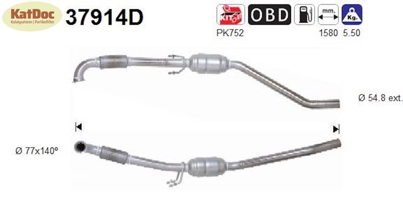 Katalysator für VW T5, 1.9 TDI, 63/77kW, Euro 3 - KatDoc