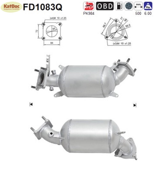 Ruß - Partikelfilter für Honda Civic 8, 2.2 CTDi 103kW, Silizium, Euro 4 - KatDoc