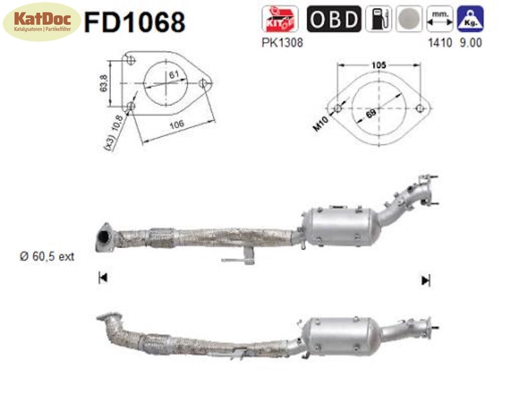 Ruß - Partikelfilter für Nissan Murano 2, 2.5 dCi, 4x4, 140kW, Euro 5 - KatDoc
