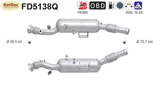 Ruß - Partikelfilter für Mercedes - Benz Sprinter, 2.1 CDI, 4x4, Silizium, Euro 5 - KatDoc