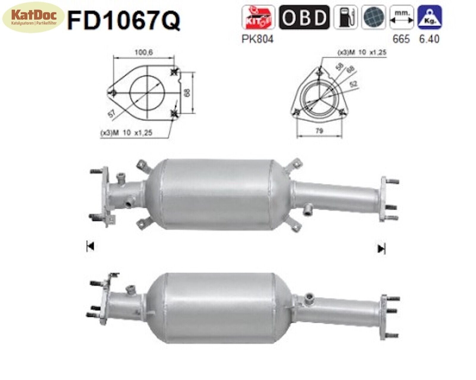 Ruß - Partikelfilter für Honda CR - V, 2.2 i - CTDi, 4WD, 103kW, Silizium, Euro 4 - KatDoc
