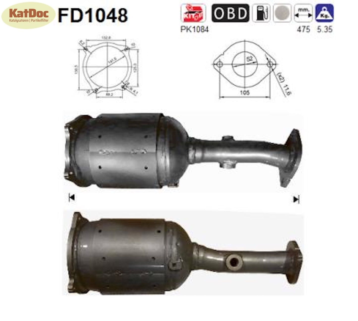 Ruß - Partikelfilter für Nissan Qashqai 1/Qashqai+2, 1.5 dCi, 76/78kW, Euro 4 - KatDoc