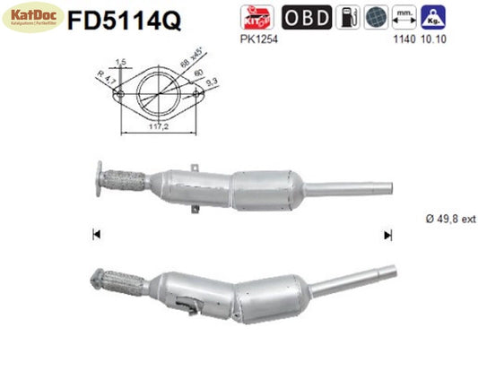 Ruß - Partikelfilter Renault Kangoo/Rapid, 1.5 dCi, 55/66/80kW, Silizium, Euro 5 - KatDoc