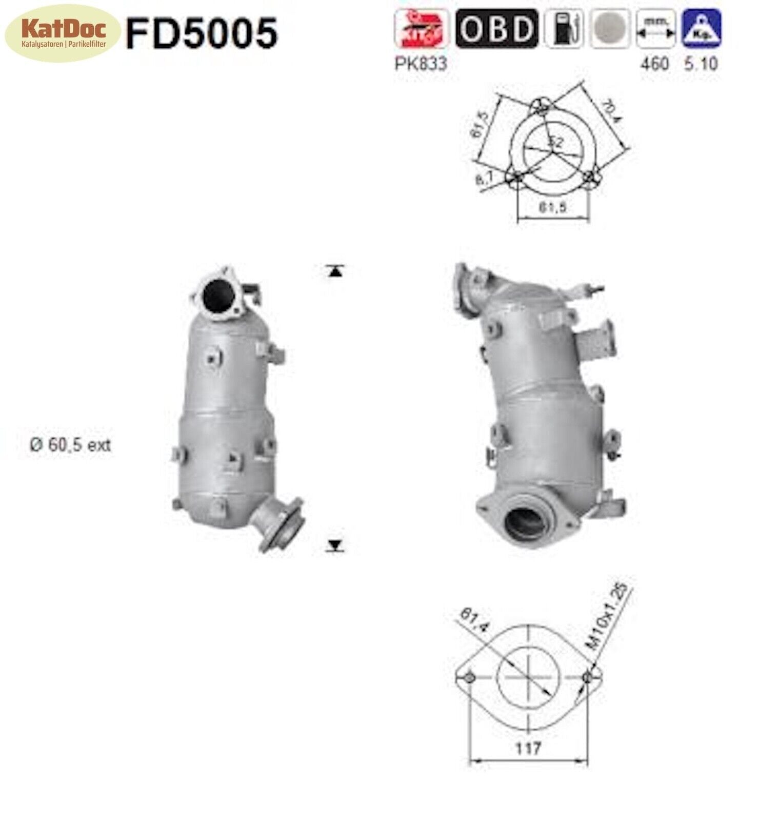 Ruß - Partikelfilter für Toyota Auris / Avensis / Corolla, Euro 4 - KatDoc