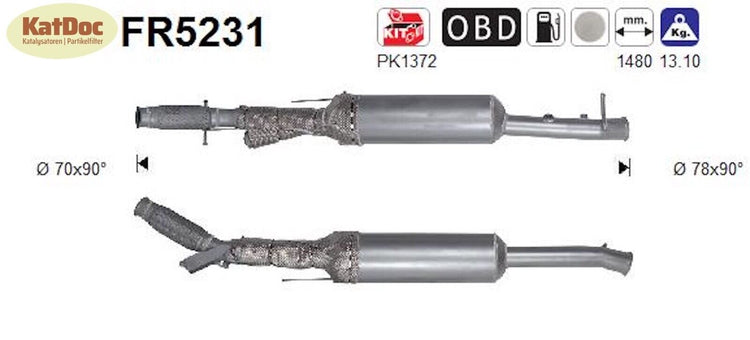 Ruß - Partikelfilter für Citroen C4/Picasso, Peugeot 308, 2.0, BlueHDi, Euro 6 - KatDoc