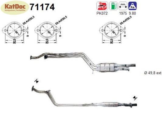 Katalysator für Mercedes 124/E - Klasse, 2.8/3.2, 142/145/162kW, Euro 1&2 - KatDoc