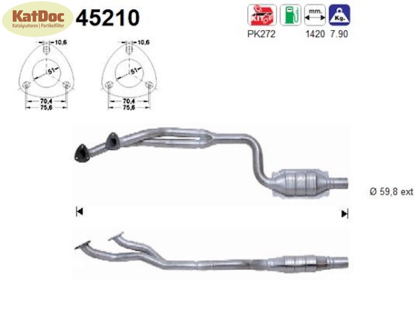 Katalysator BMW 5er E39 520/523i, 2.0/2.5, 150/170kW, Euro 1&2 - KatDoc
