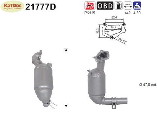 Katalysator für Fiat, Lancia, Opel, 1.3, 55kW, Euro 4 - KatDoc