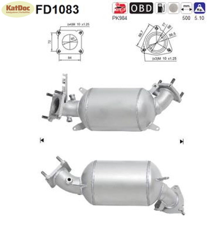 Ruß - Partikelfilter für Honda Civic 8, 2.2 CTDi 103kW, Euro 4 - KatDoc