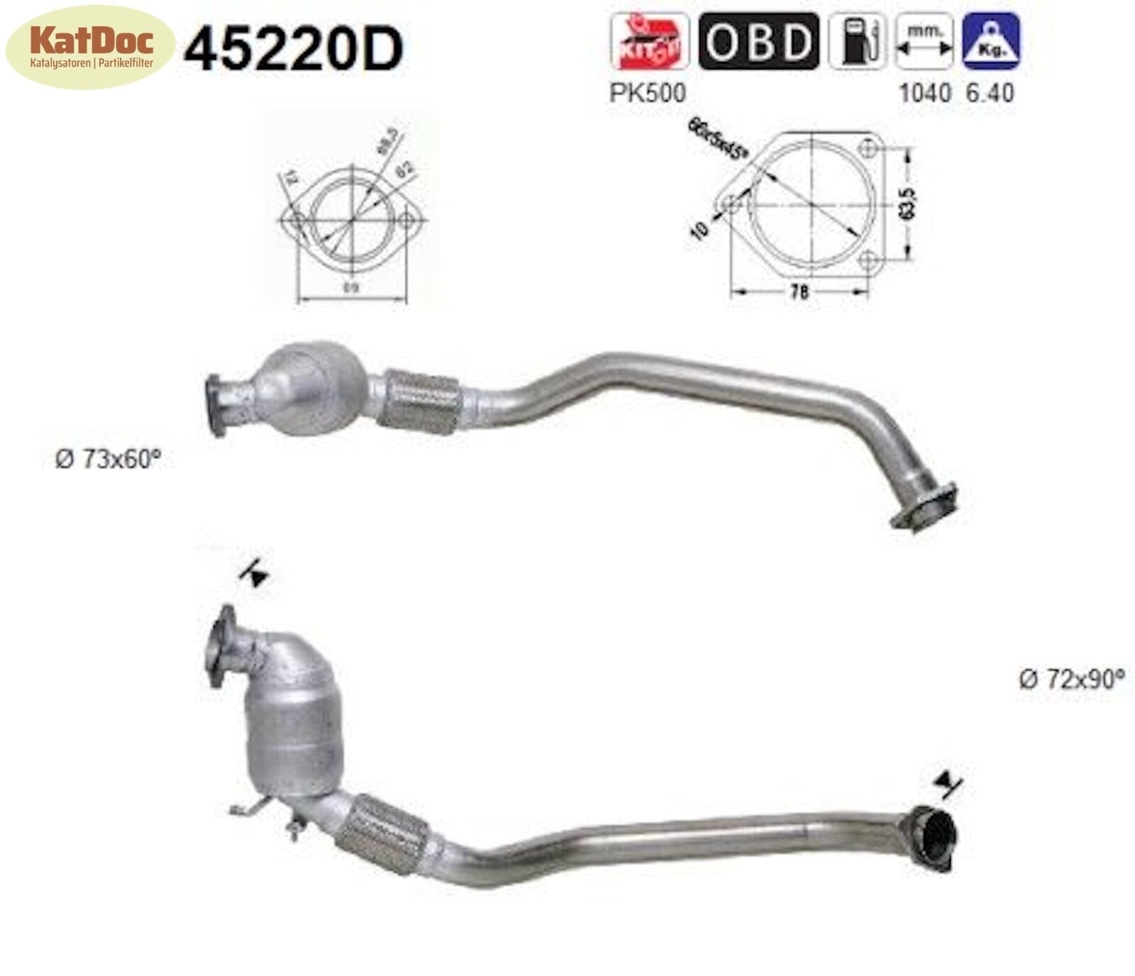 Katalysator BMW 3er E46 318/320d, td/Cd, 2.0, 85/110kW, Euro 3 - KatDoc