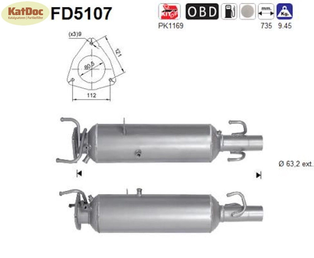 Ruß - Partikelfilter für Citroen Jumper, Fiat Ducato, Peugeot Boxer, 3.0, Euro 5 - KatDoc