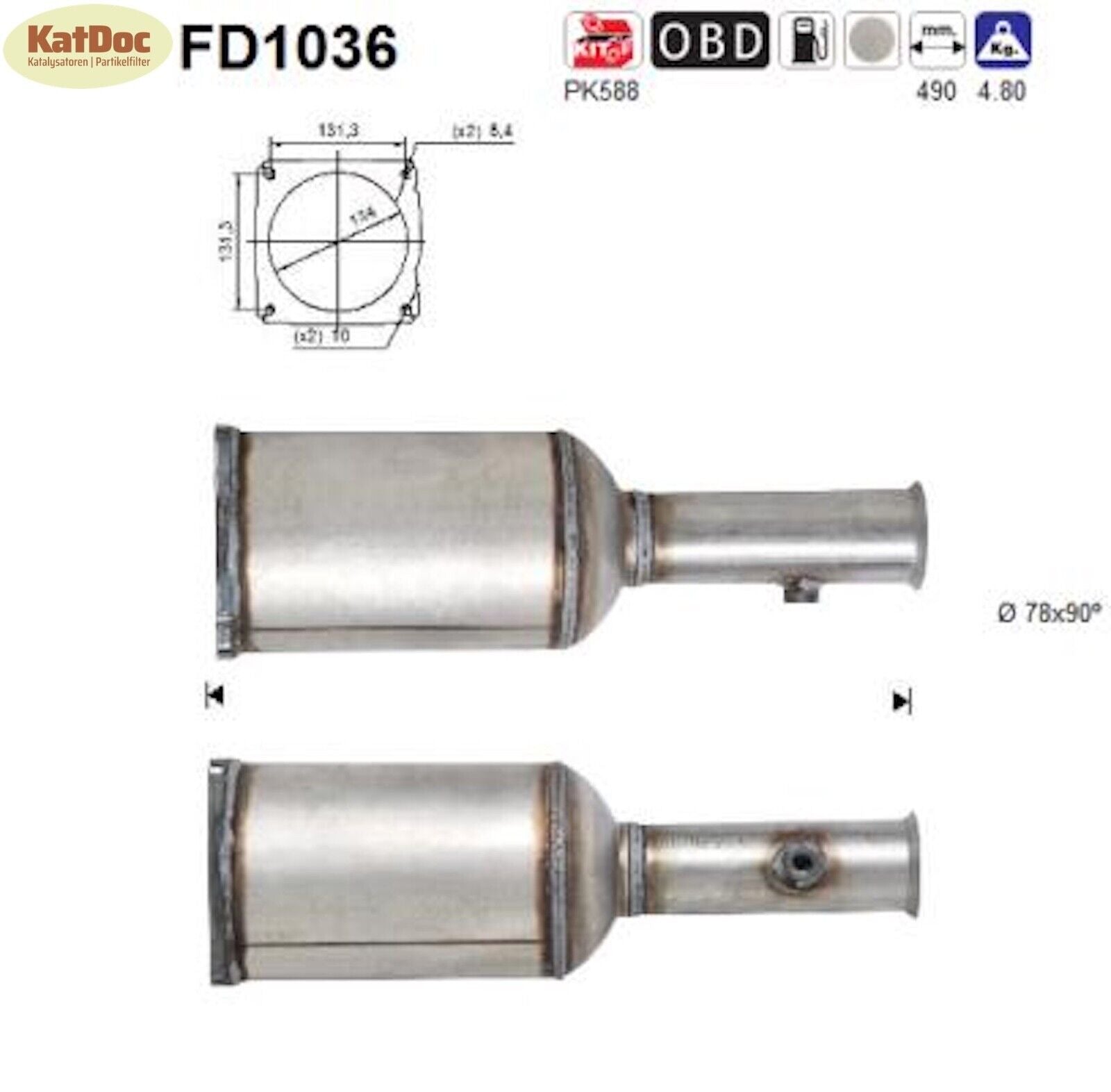 Ruß - Partikelfilter für Citroen C5, 2.0 HDi, 79kW, Euro 4 - KatDoc