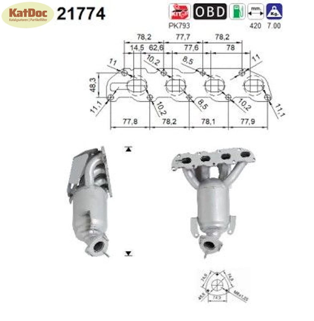 Katalysator für Opel Tigra TwinTop, 1.4, 66kW, Euro 4 - KatDoc