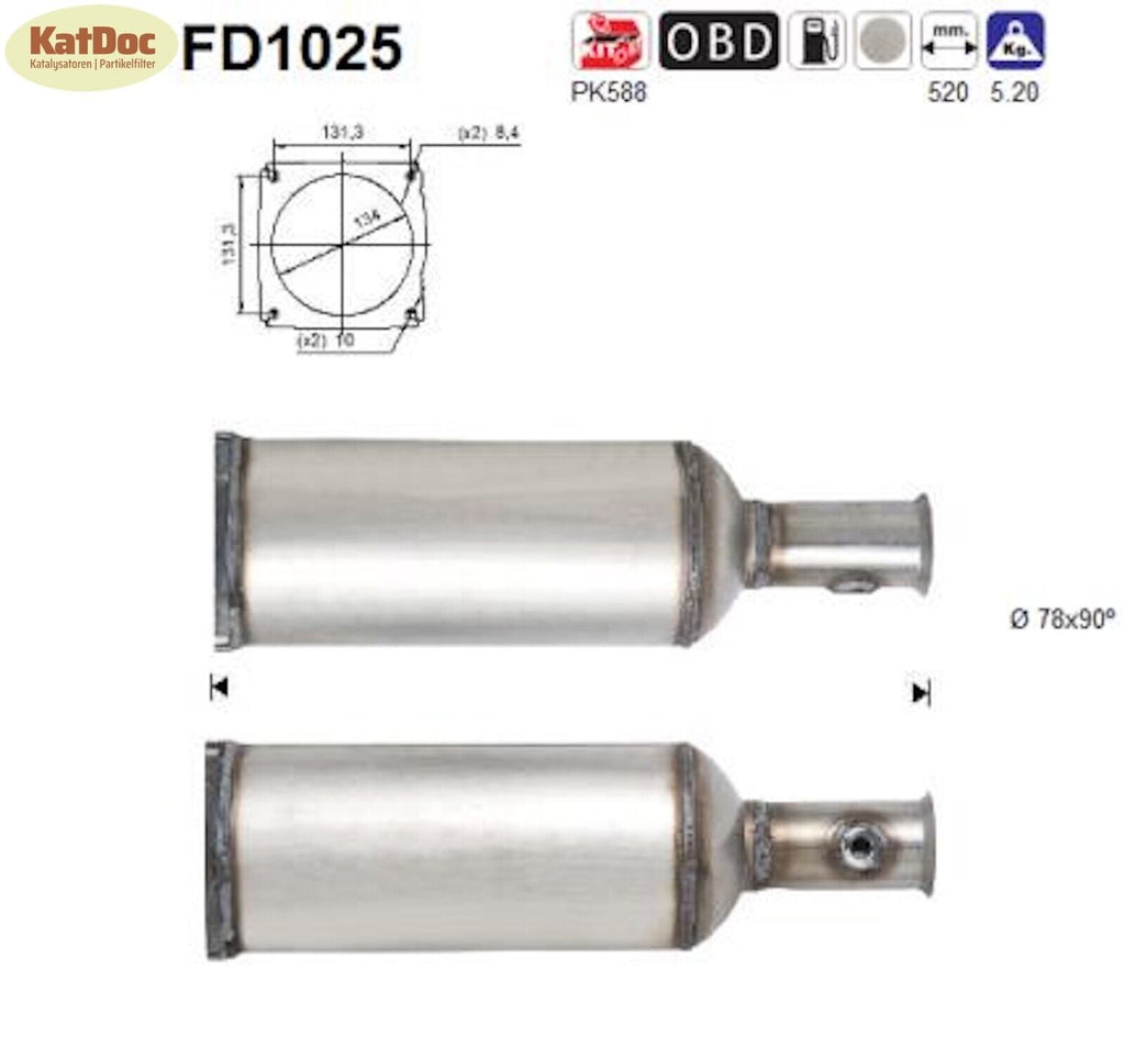 Ruß - Partikelfilter für Citroen C6, Peugeot 407, 2.7 HDi, 150kW, Euro 4 - KatDoc