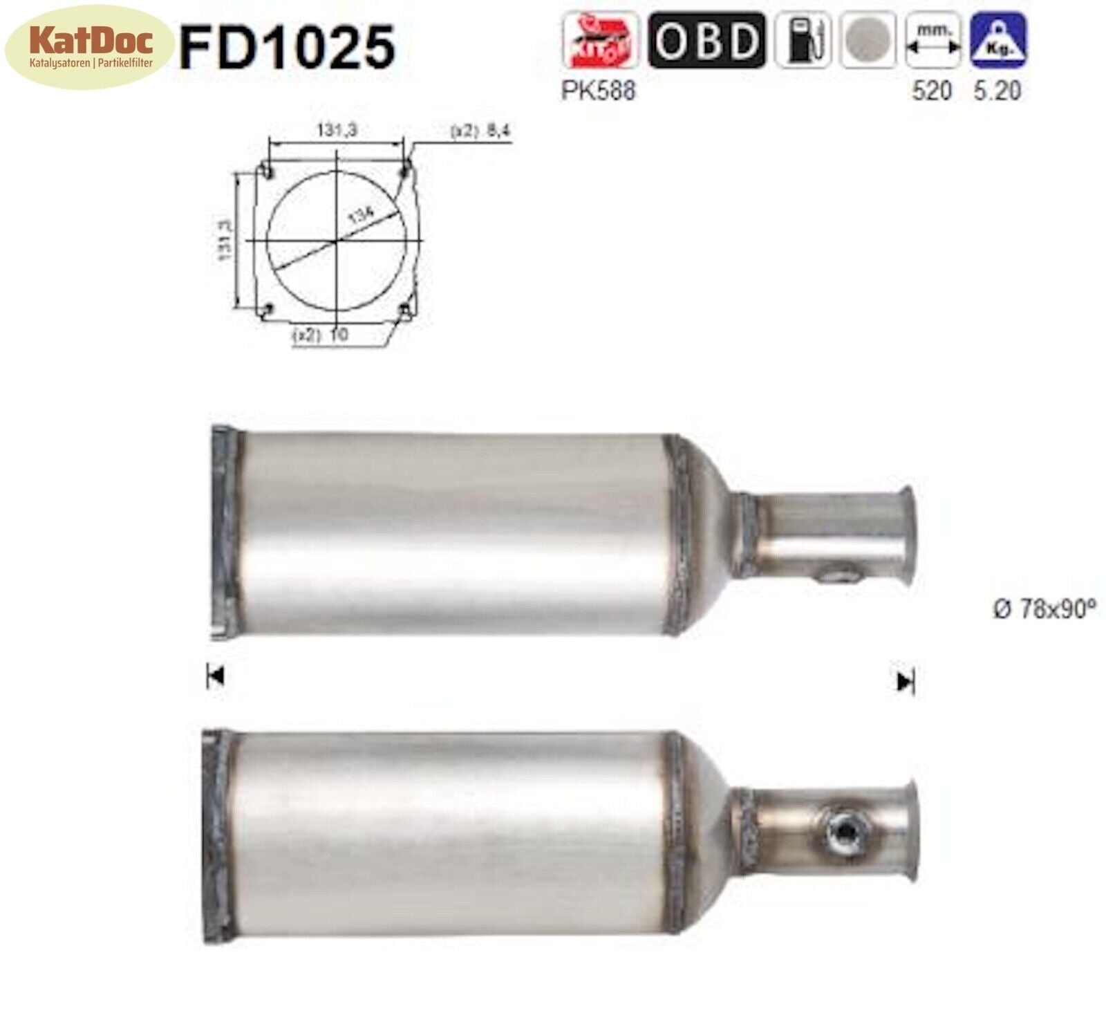 Ruß - Partikelfilter für Citroen C6, Peugeot 407, 2.7 HDi, 150kW, Euro 4 - KatDoc