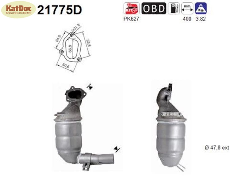 Katalysator für Fiat, Ford, Lancia, Opel, Suzuki, 1.3, 51/55kW, Euro 4 - KatDoc