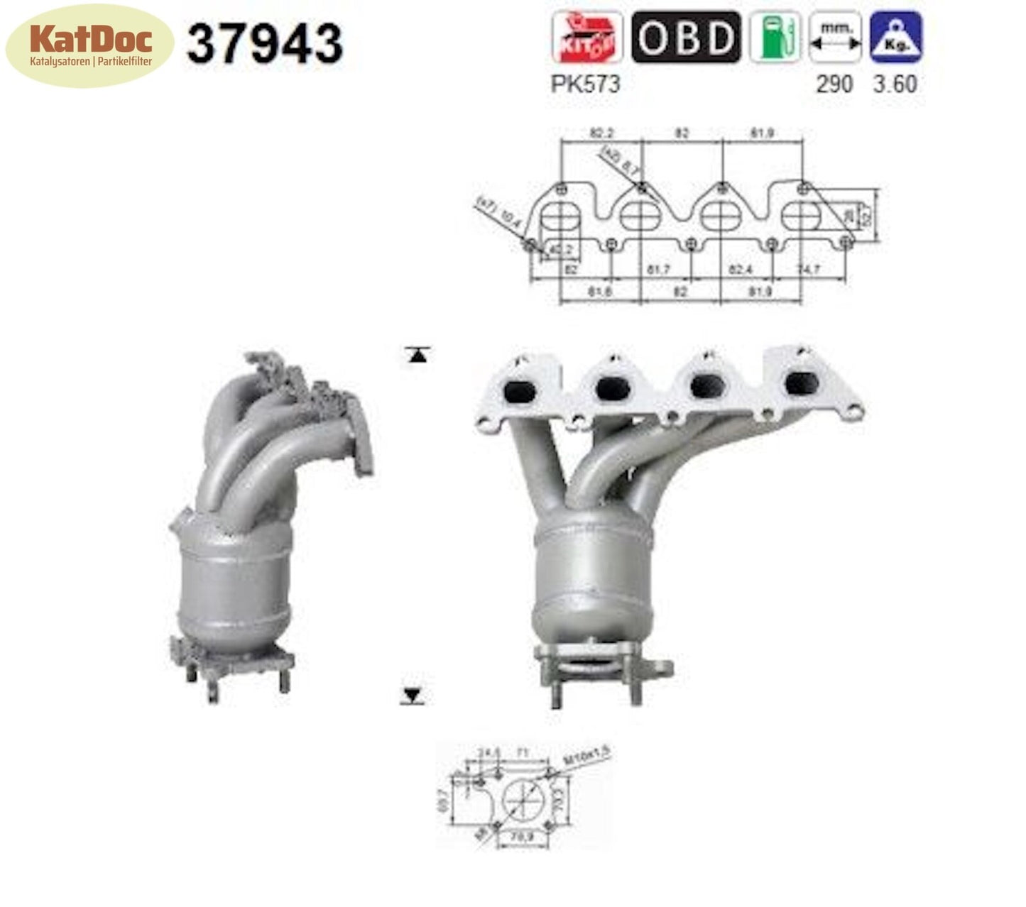 Katalysator für Seat Leon, Skoda Octavia, VW Golf 4/5/Bora, 1.4, 55kW, Euro 4 - KatDoc