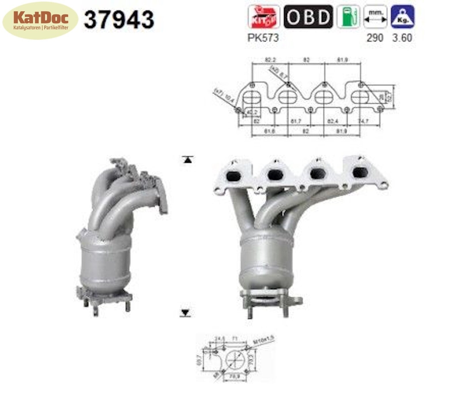 Katalysator für Seat Leon, Skoda Octavia, VW Golf 4/5/Bora, 1.4, 55kW, Euro 4 - KatDoc