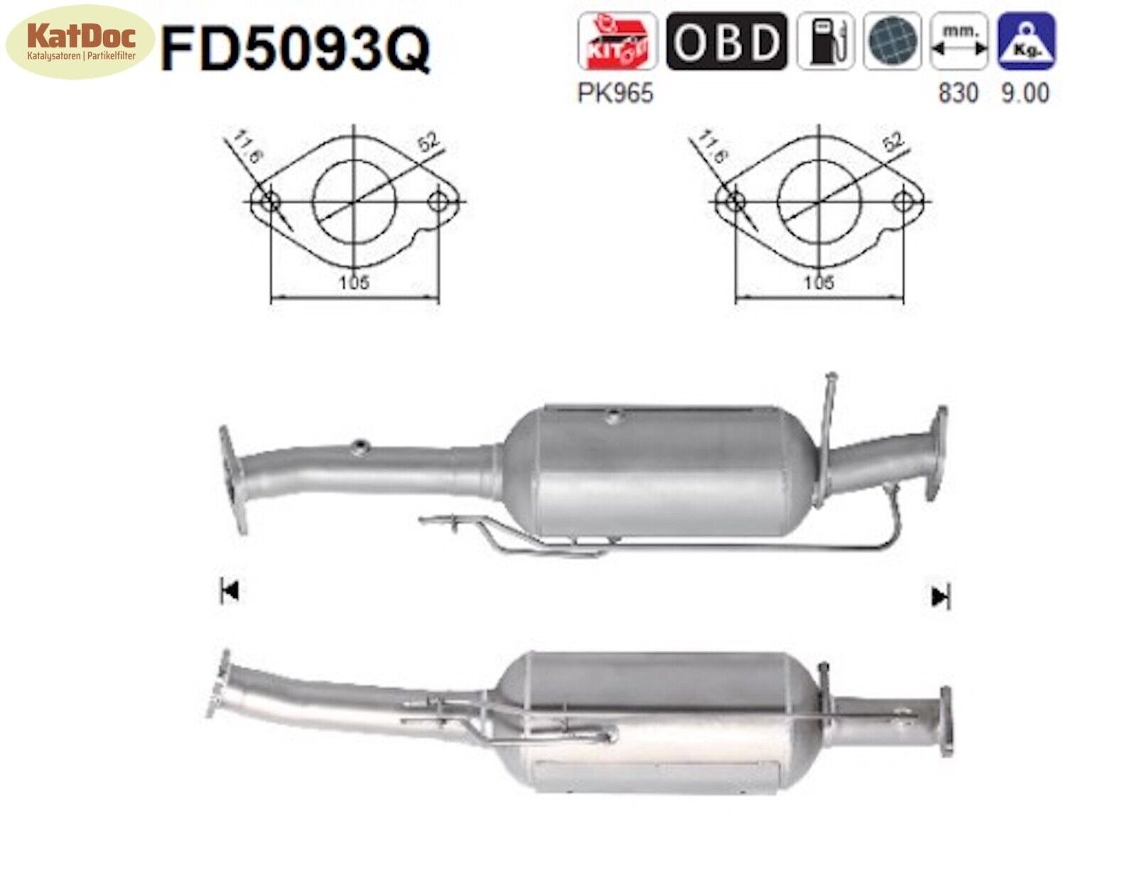 Ruß - Partikelfilter für Ford Kuga 2.0 TDCi, 4x4, 100/103/120kW,Silizium, Euro 5 - KatDoc