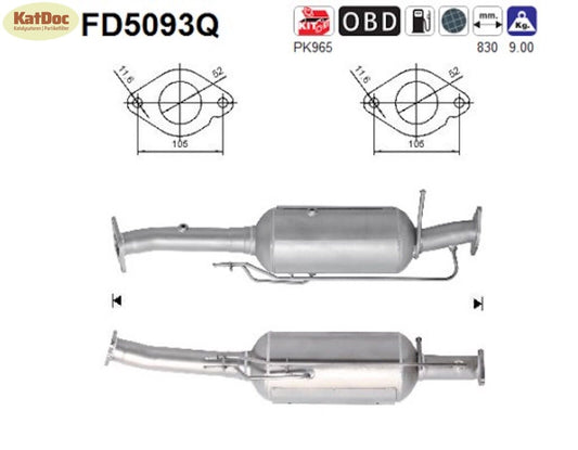 Ruß - Partikelfilter für Ford Kuga 2.0 TDCi, 4x4, 100/103/120kW,Silizium, Euro 5 - KatDoc