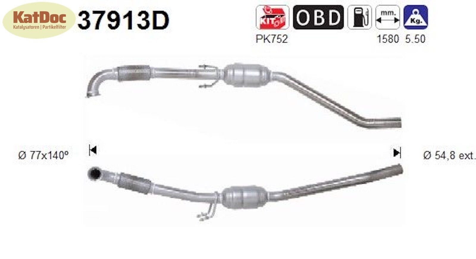 Katalysator für VW T5, 1.9 TDI, 62/75kW, Euro 4 - KatDoc