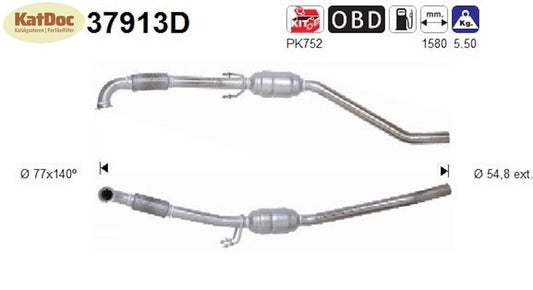 Katalysator für VW T5, 1.9 TDI, 62/75kW, Euro 4 - KatDoc